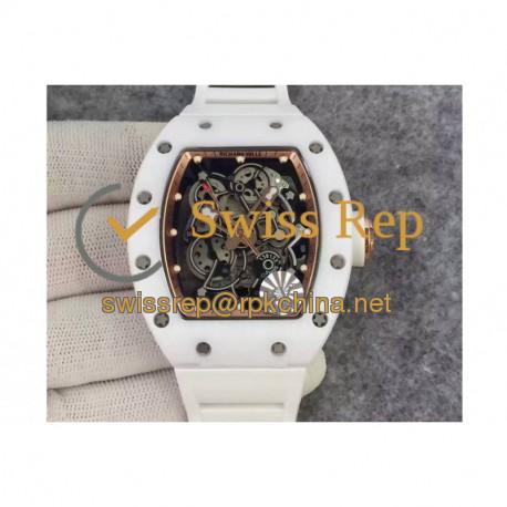 RM55 White Ceramic Rose Gold Skeleton Dial M8215
