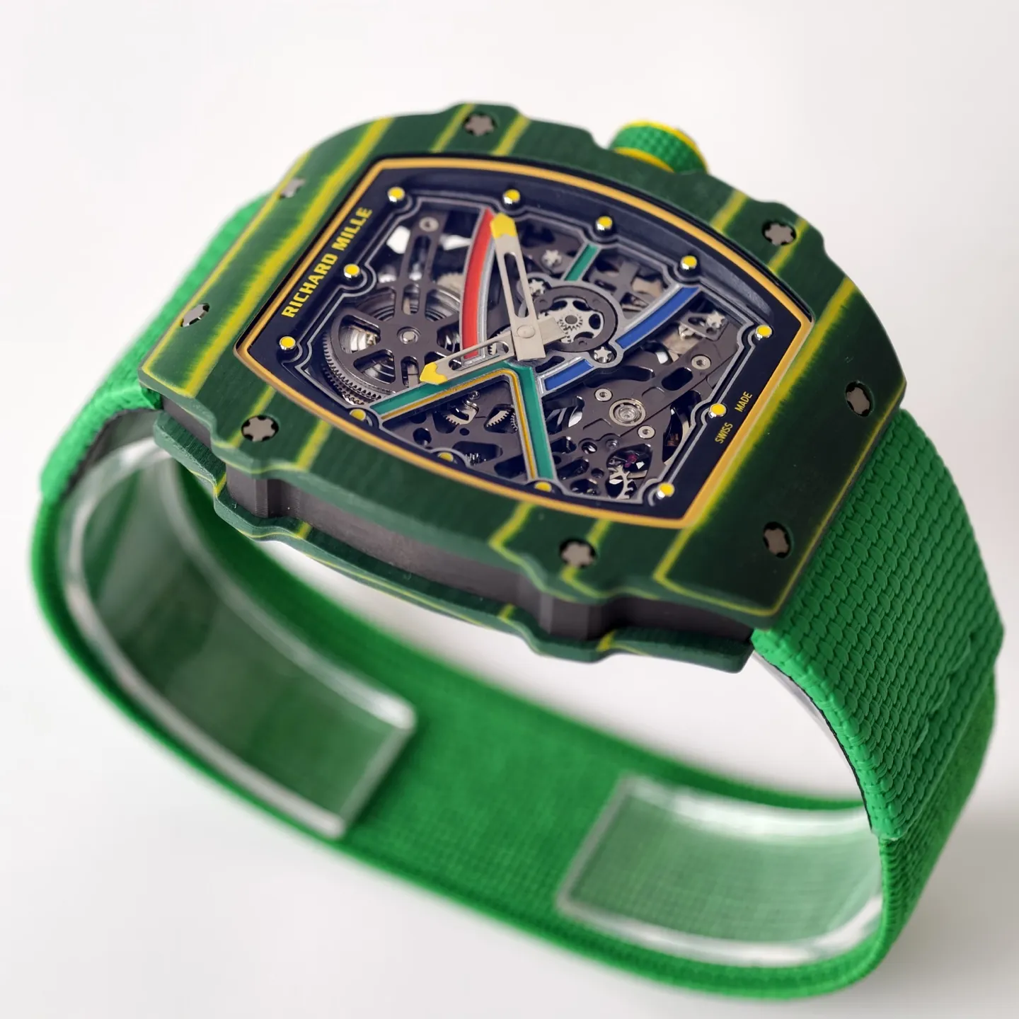 UMI RM 67-02 Van Niekerk Green Carbon Yellow Bezel Green Fabric Strap Replica Watch