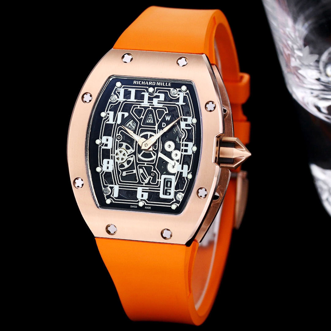 Premium Luxury Richard Mille RM 67-01 Replica Watch – Skeleton Dial, Swiss Movement, Bold Orange Strap