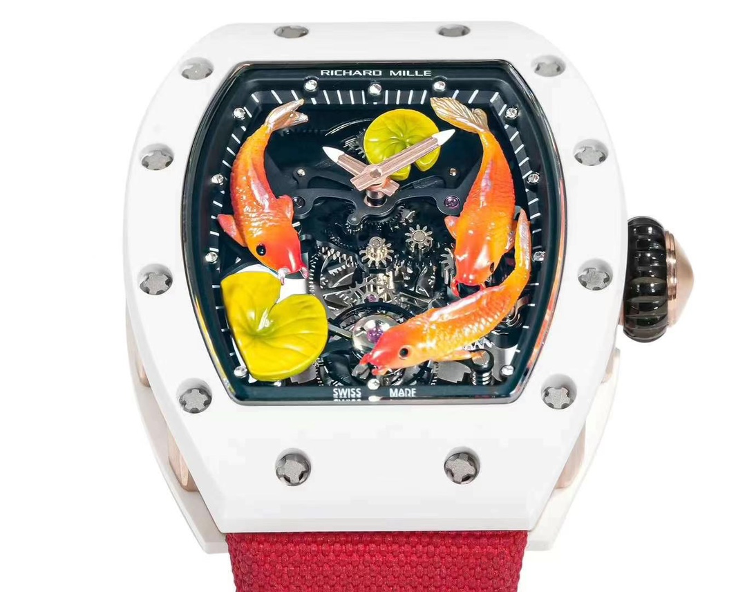 Best Replica Richard Mille RM S10 Koi Tourbillon Watch – Red Strap