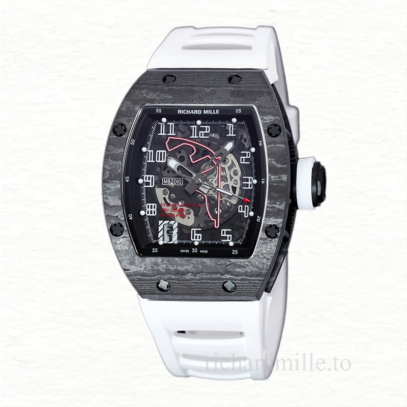 Richard Mille RM 010 Automatic Men Watch Rubber Band Transparent Dial