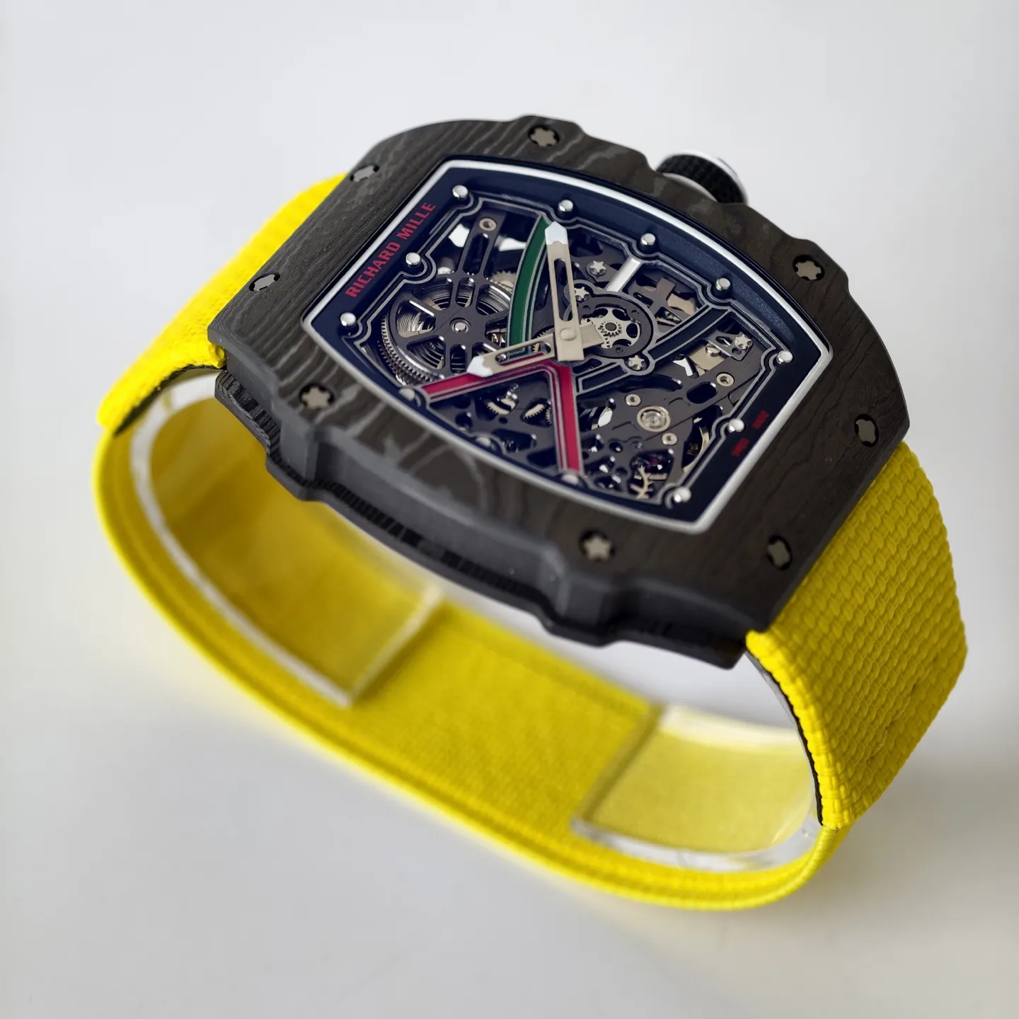 UMI Richard Mille RM 67-02 UAE Edition Black Carbon TPT Yellow Strap Skeleton Replica Watch