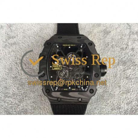 RM35-01 Rafael Nadal Forged Carbon Skeleton Black Dial Black Nylon Strap M9015