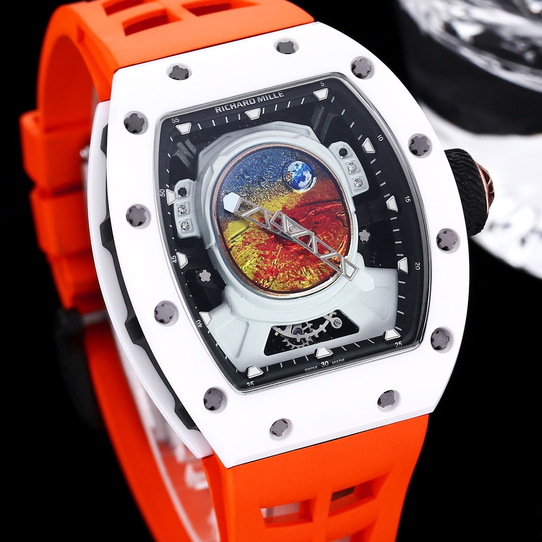 Swiss Richard Mille RM 52-05 Replica Pharrell Williams Limited Edition Watch – White Ceramic Case, Orange Strap