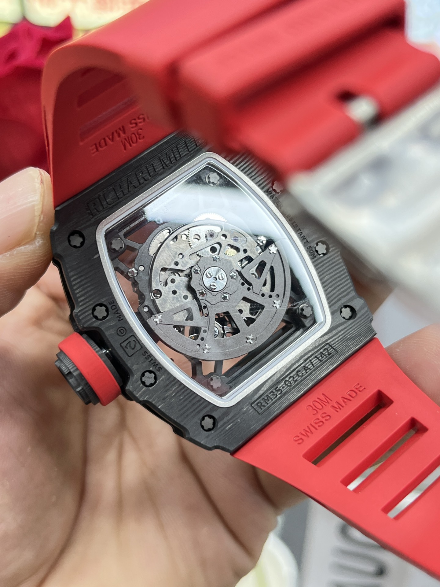 Replica Richard Mille RM35-02 Red Rubber Strap Swiss Movement Sports Watch