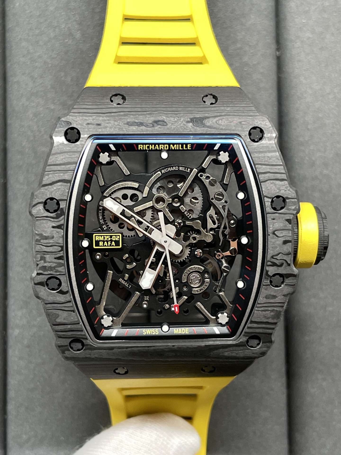 Swiss Replica Richard Mille RM 35-02 Watch For Men – Skeleton Dial, Yellow Rubber Strap, Luxury Sport Design