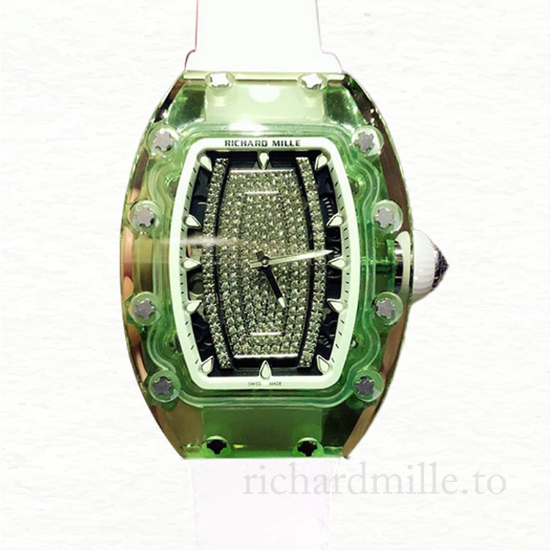 Richard Mille RM07-02 Ladies Automatic Black With Diamonds Dial Watch Rubber Band