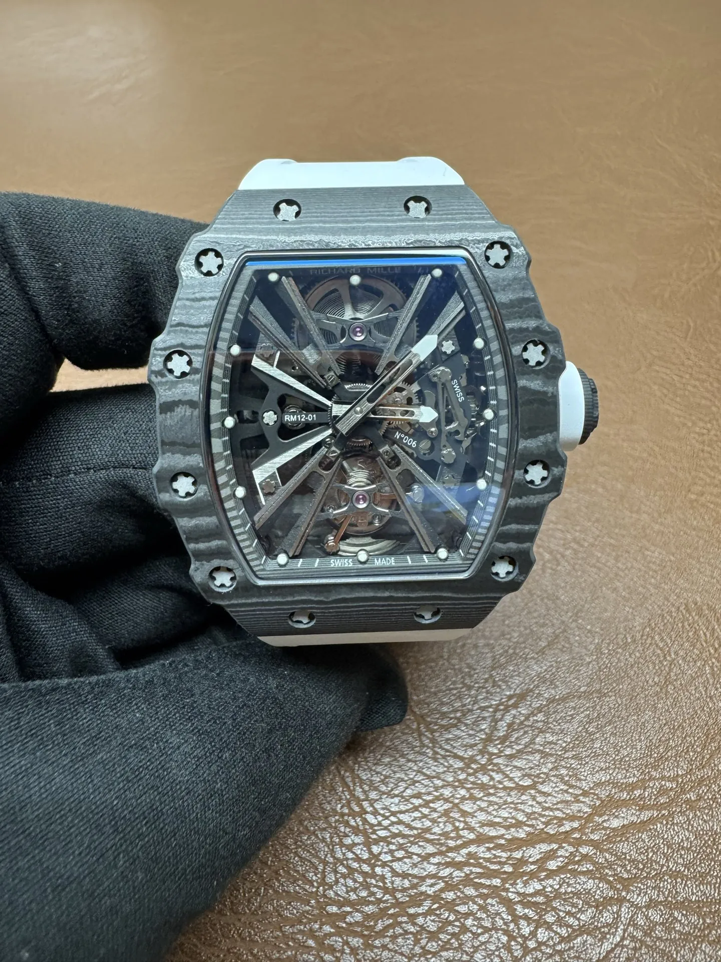 Replica Richard Mille RM 12-01 Black NTPT Carbon Fiber Tourbillon Watch