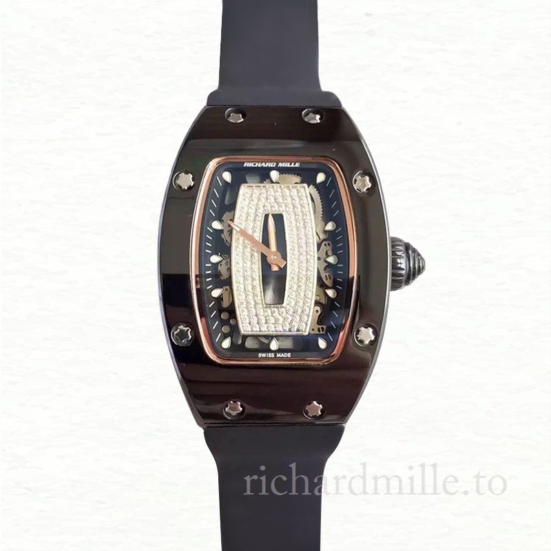 Richard Mille RM07-01 Automatic Ladies Black With Diamonds Dial Ceramics Bezel Watch