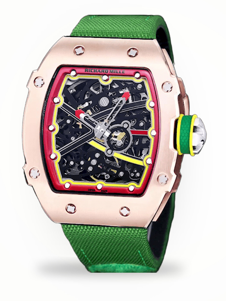 Richard Mille RM 67-02 Replica Green Strap Watch – Ultra-Lightweight Skeleton Dial, Swiss Movement, Premium Craftsmanship