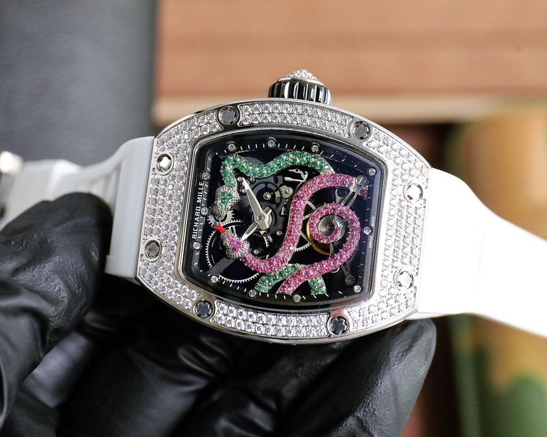 Replica Richard Mille RM 026 Serpent Luxury Tourbillon Watch, Diamond White Gold Case, Double Serpent Design