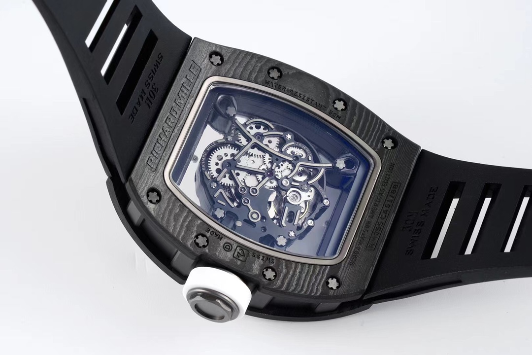 Swiss RM 055 Bubba Watson White Legend Tourbillon Skeleton 49mm NTPT Carbon Watch