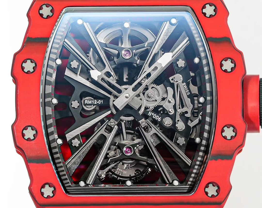 Replica Richard Mille RM 12-01 Tourbillon Watch For Stylish Men – Luxurious Red Carbon Fiber Case