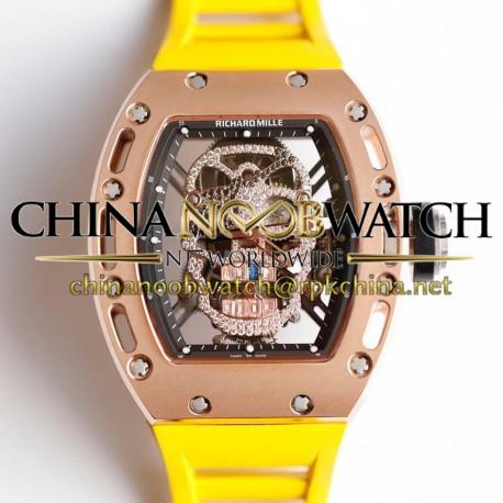 RM052 EURF Rose Gold Diamond Skull Dial Swiss Tourbillon