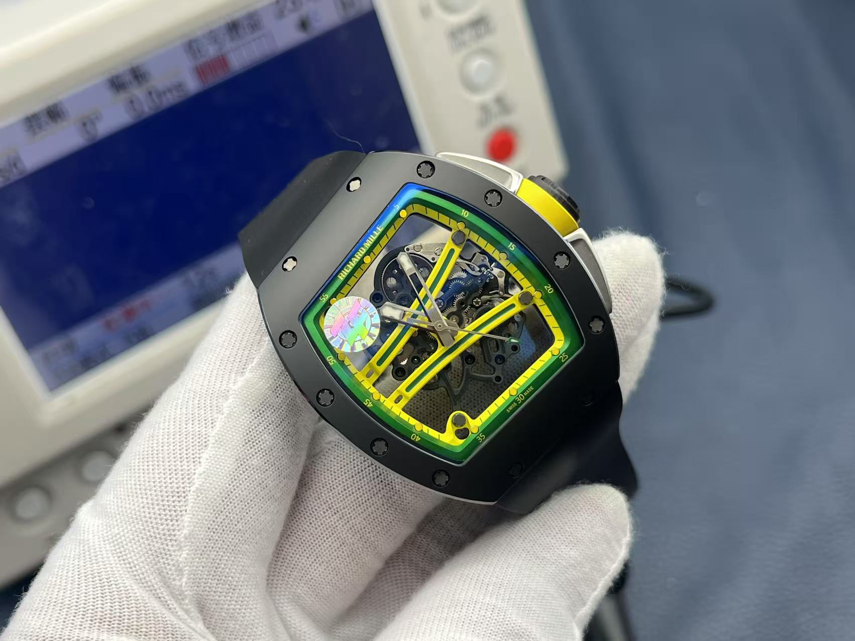 Replica Richard Mille RM 61-01 Yohan Blake Super Clone RMUL2 Skeleton Manual Wind Watch Black Rubber Strap