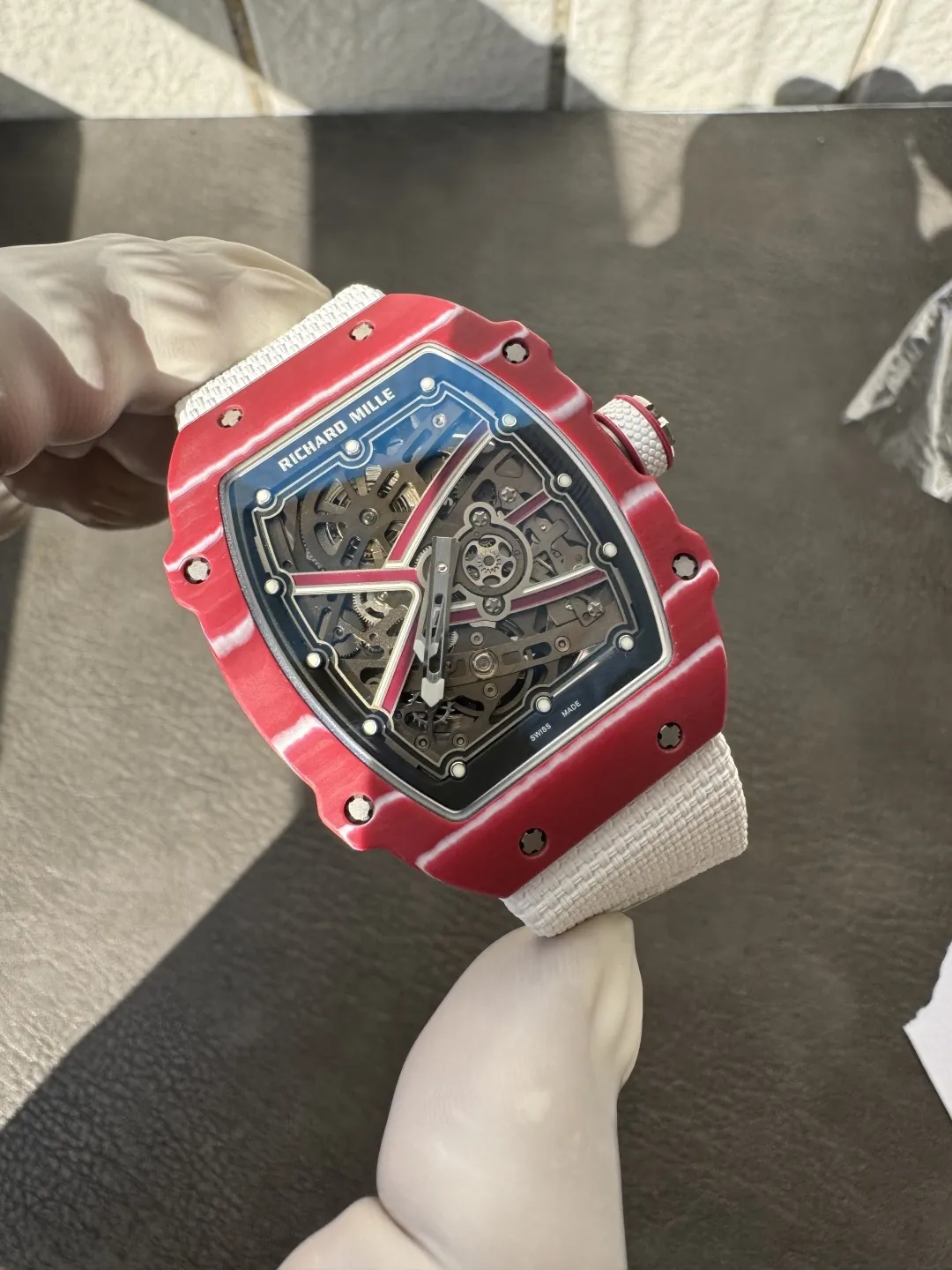 Richard Mille RM 67-02 Super Clone Ultra Thin Skeleton Dial Quartz TPT Red White Case