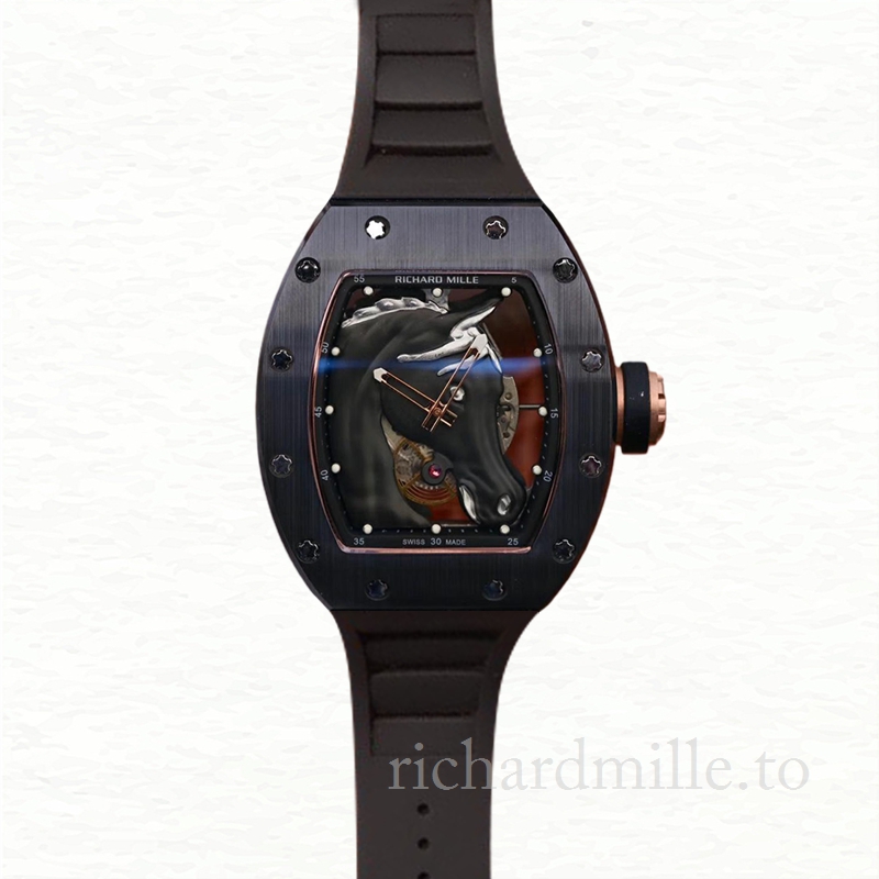 Richard Mille RM52-02 Mechanical Men Horse Head Skeleton Dial Rubber Band