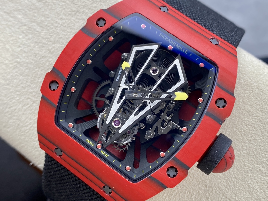 Richard Mille RM 027-03 Tourbillon Rafael Nadal Red TPT Quartz Ultra Light Skeleton Replica Watch