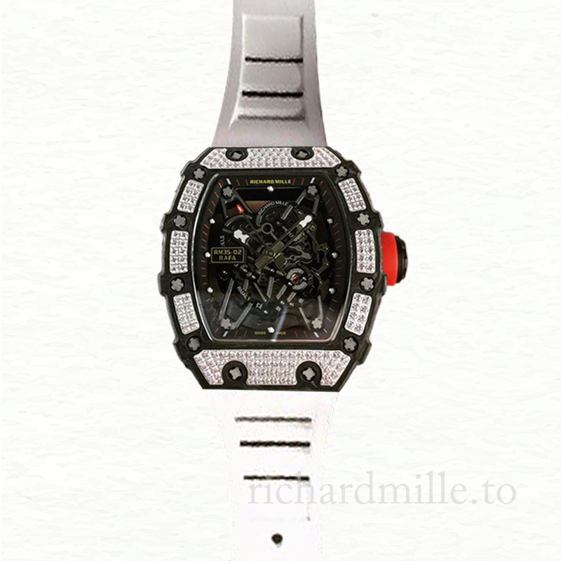 Richard Mille RM35-02 Mechanical Men Rubber Band Diamond Bezel Watch