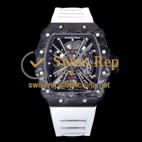 RM12 KVF NTPT Black Dial White Rubber Strap Tourbillon