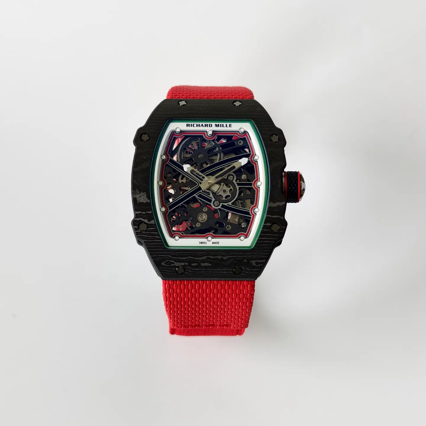UMI Richard Mille RM 67-02 Extra Flat Italy Carbon TPT Skeleton Red Fabric Strap Replica Watch