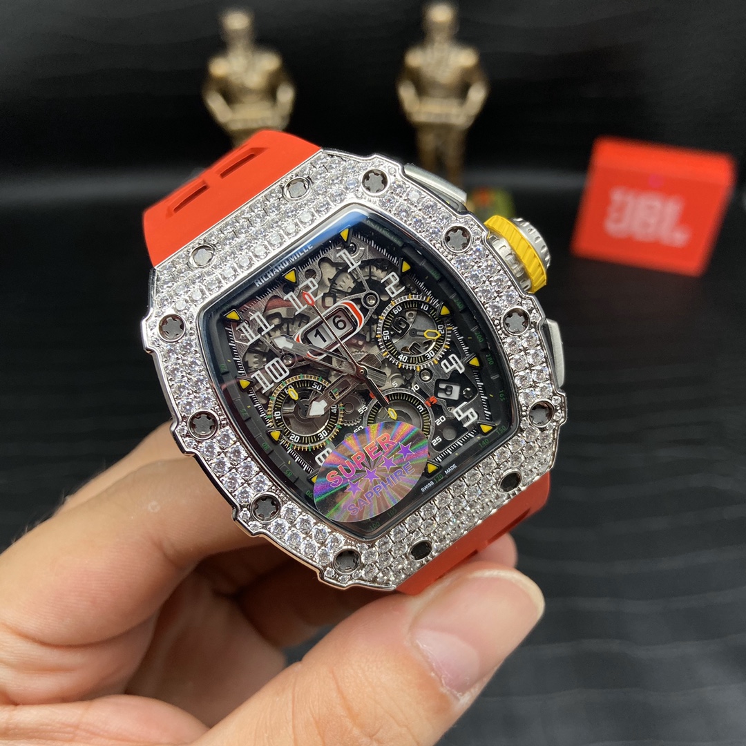 Replica Richard Mille RM 11-03 Men’s Watch with Diamond Bezel And Skeleton Dial Design