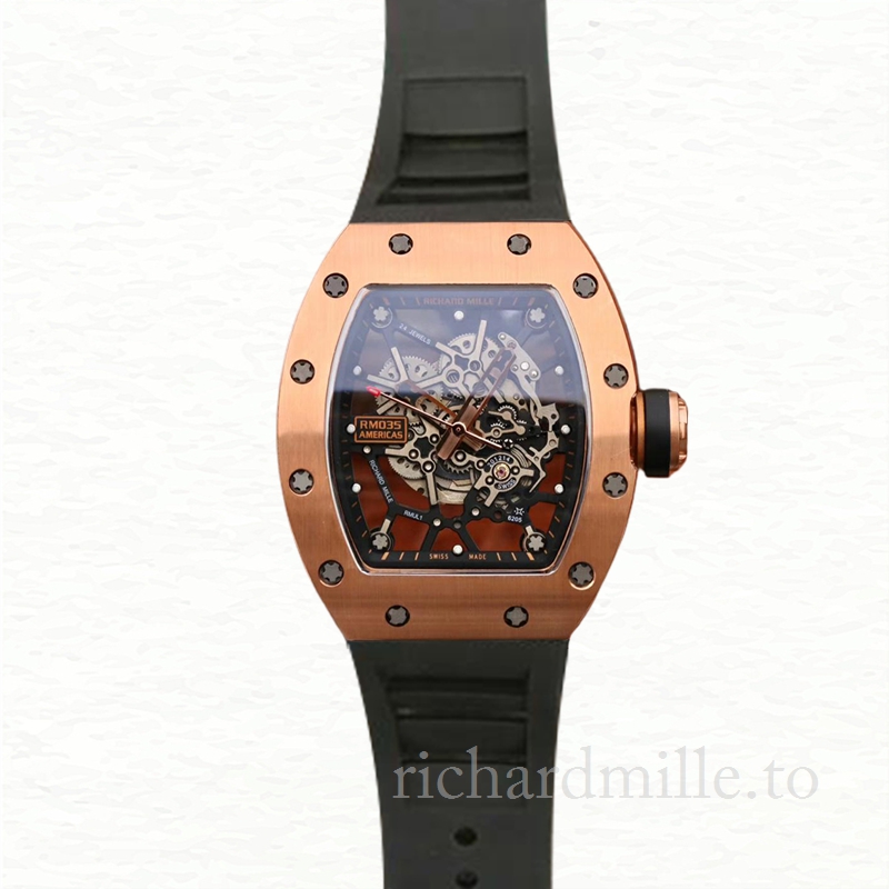 Richard Mille RM035 Men Mechanical Rubber Band Transparent Dial