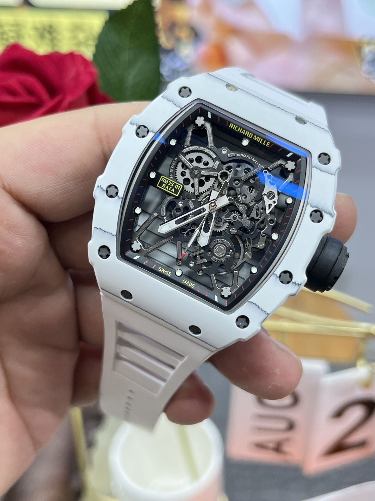 Best Replica RICHARD MILLE RM35-01 White Carbon Skeleton Dial Watch – Super Clone Quality