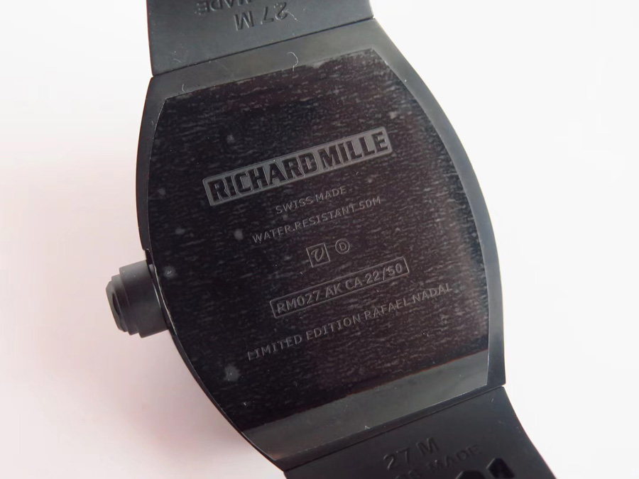 Richard Mille Replica RM 027 Black Rubber Strap Dense Bottom