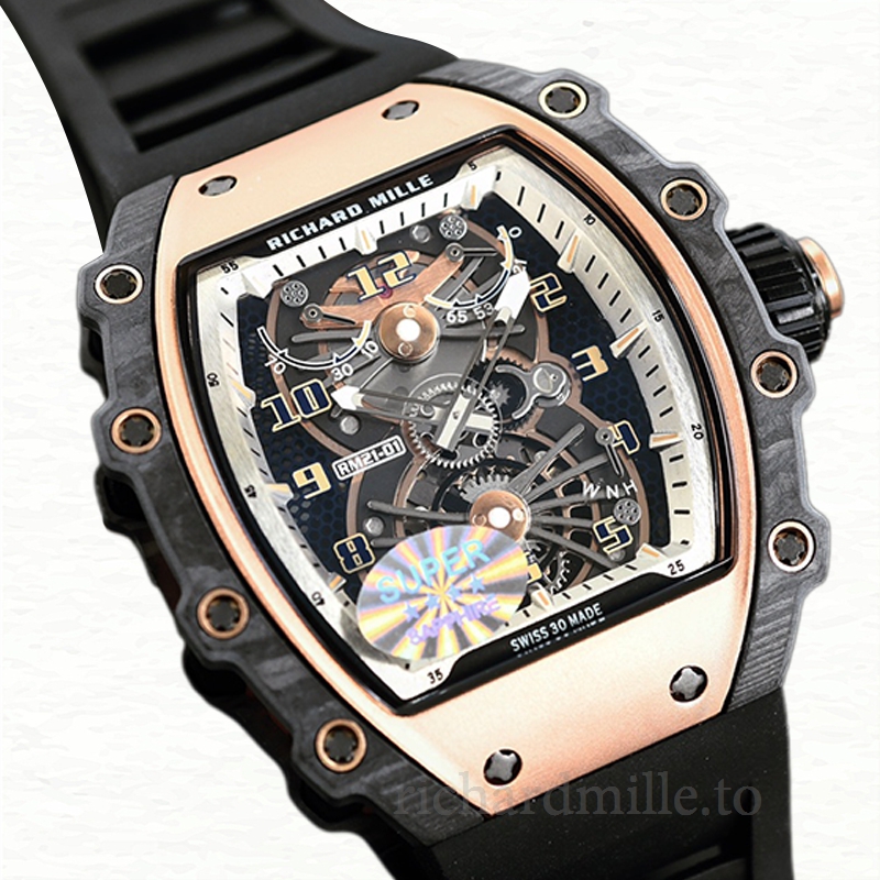 Richard Mille RM21-01 Men Automatic Rubber Band Arabic Numeral Transparent Dial