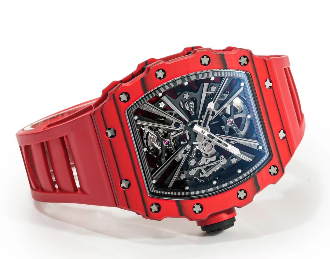 Replica Richard Mille RM 12-01 Tourbillon Watch For Stylish Men – Luxurious Red Carbon Fiber Case