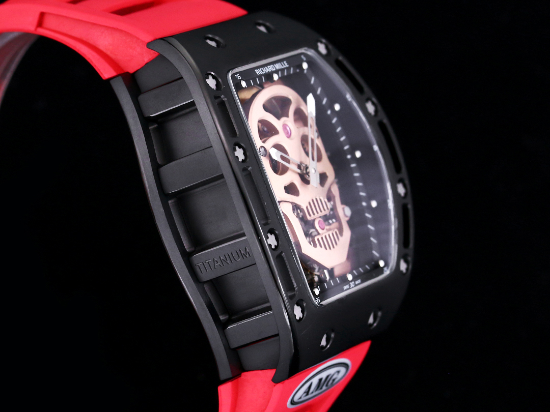 Best Swiss Replica RICHARD MILLE RM 52 Watch – Skeleton Tourbillon , Red Strap