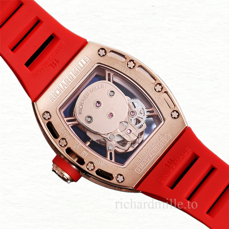 Richard Mille RM 052 Men Automatic Diamonds Skull Dial Stainless Steel Rubber Band