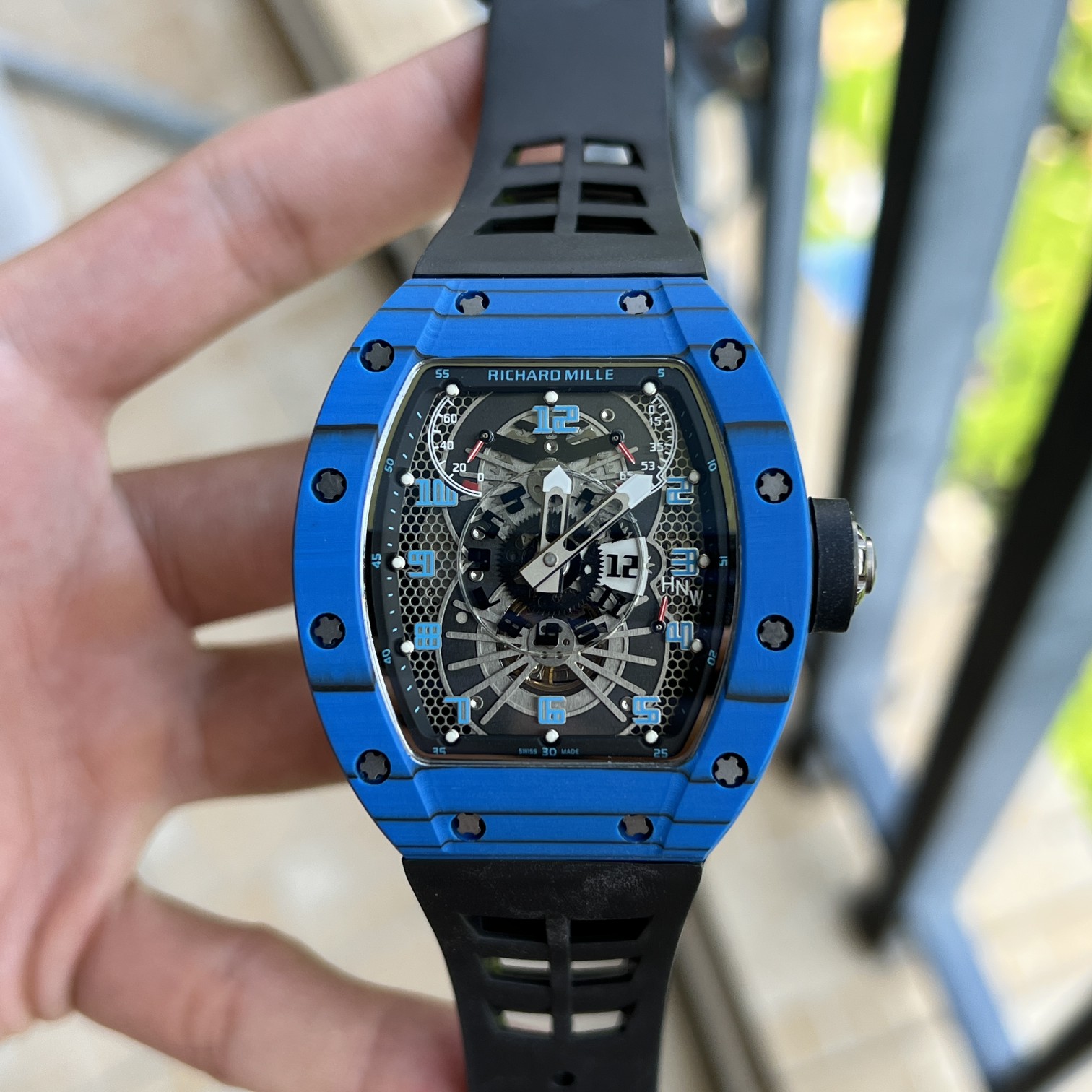 Replica Richard Mille RM022 Blue Carbon Skeleton Dial Automatic Movement 40x50mm