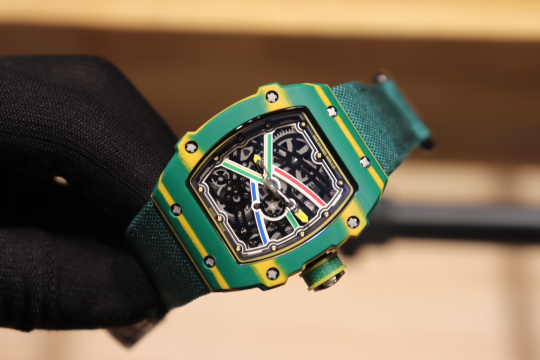 Best Replica Richard Mille RM 67-02 Skeleton Dial Watch With Green Fabric Strap