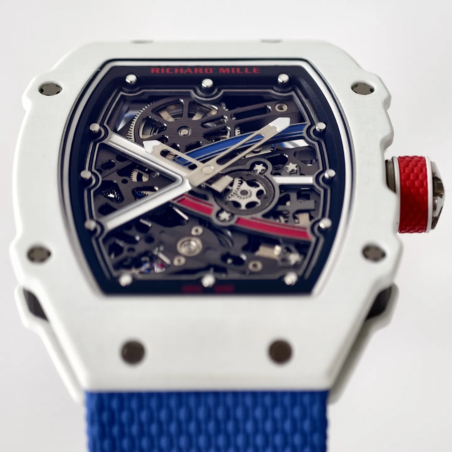 UMI Richard Mille RM 67-02 Alexis Pinturault White Quartz TPT Carbon Blue Strap Automatic Replica Watch