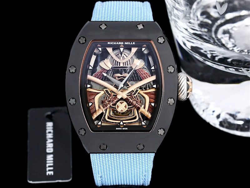 Richard Mille RM 047 Tourbillon Replica Samurai Design Watch – Carbon Case, Skeleton Dial