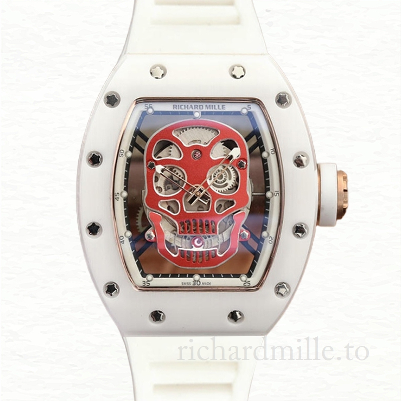 Richard Mille RM52-01 Men Mechanical Watch Red Skull Dial