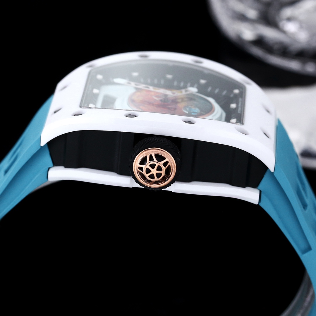 Richard Mille RM 52-05 Pharrell Williams Replica Watch – White Ceramic Case, Swiss Movement, Astronaut Dial, Blue Strap