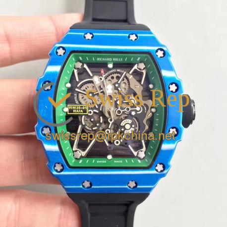 RM35-01 Rafael Nadal KVF Blue Forged Carbon Green &amp; Skeleton Dial M6T51