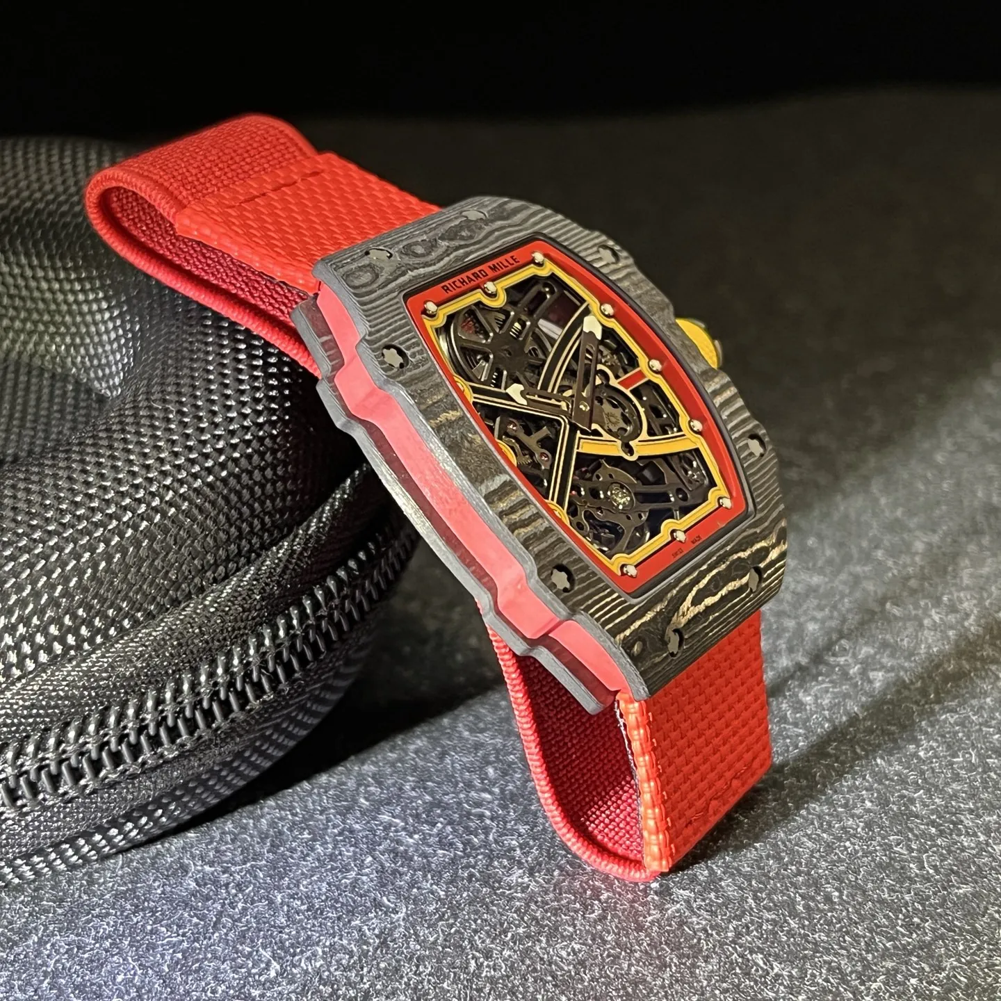 UMI RM 67-02 Alexander Zverev Skeleton Red Dial Red Strap Carbon Fiber Sports Replica Watch