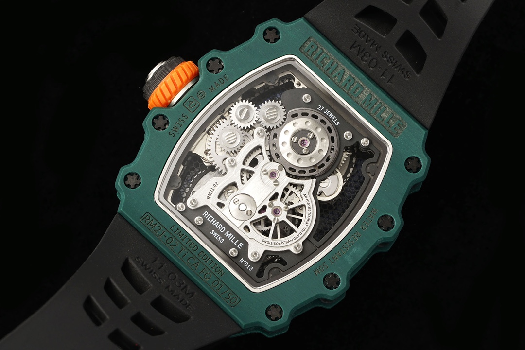 Richard Mille RM 21-02 Mechanical Tourbillon Aerodyne Quartz TPT Carbon Titanium Skeleton Dial Replica Watch