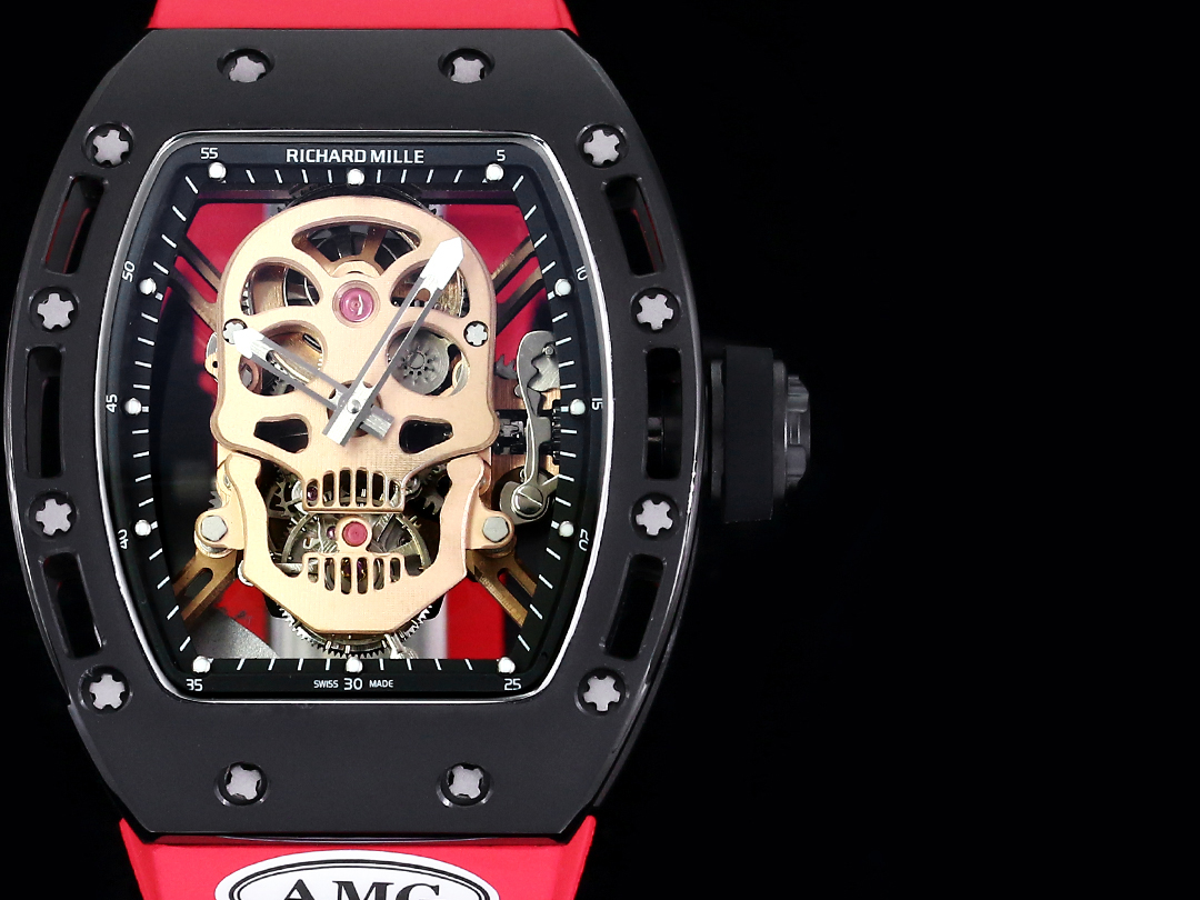 Best Swiss Replica RICHARD MILLE RM 52 Watch – Skeleton Tourbillon , Red Strap