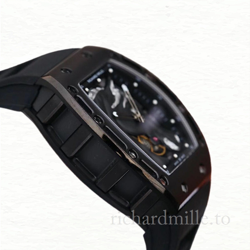 Richard Mille RM52-02 Mechanical Men Rubber Band Watch Horse Head Skeleton Dial