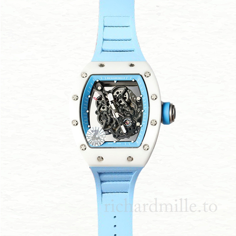 Richard Mille RM055 Men Mechanical Watch Rubber Band Transparent Dial