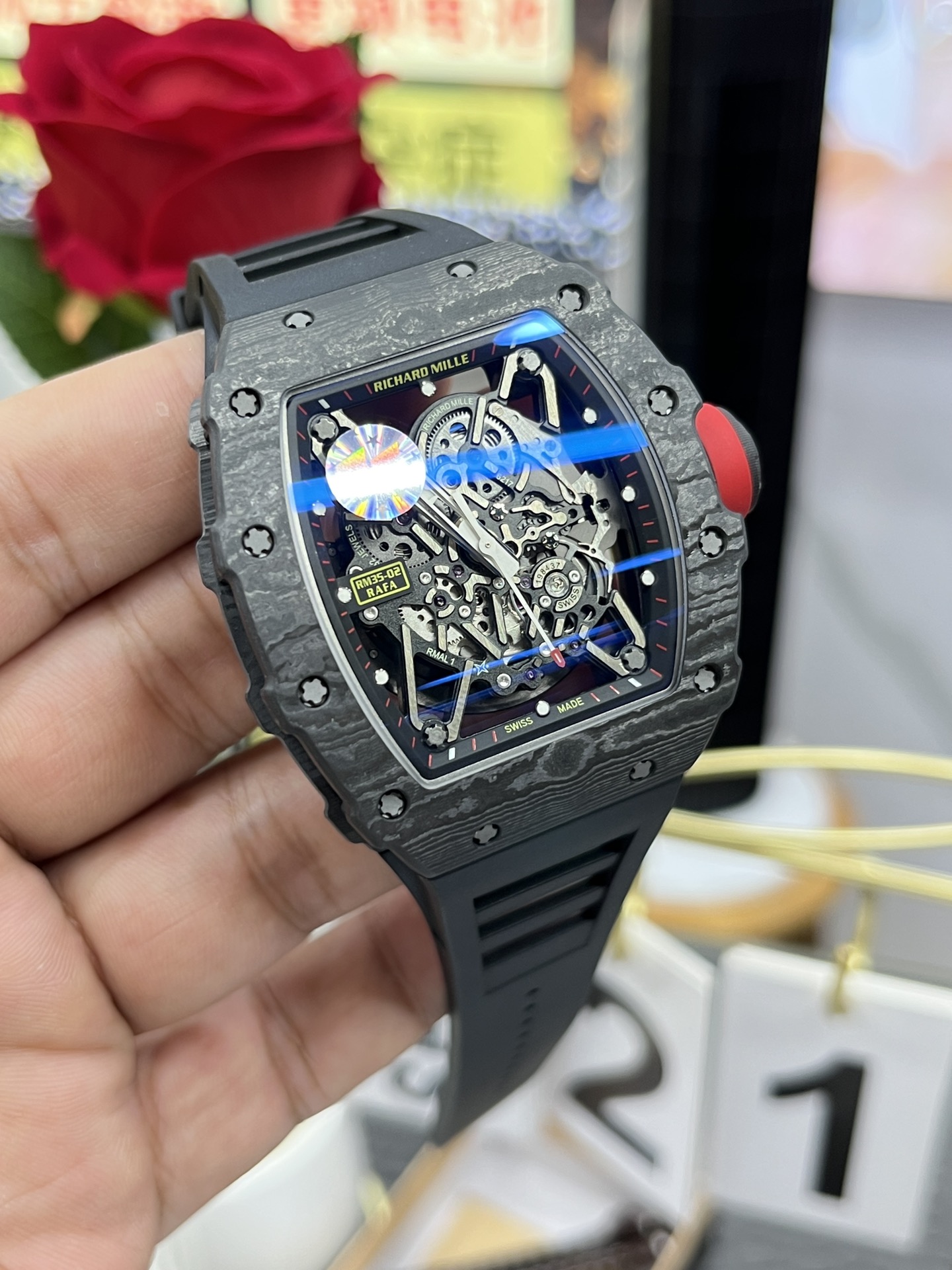 Best Richard Mille RM35-02 Carbon Fiber Skeleton Dial Swiss Replica Watch