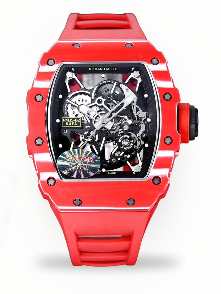 Richard Mille RM 35-02 Rafael Nadal Replica – Striking Red Carbon Case, Swiss Precision, Skeleton Watch for Bold Style