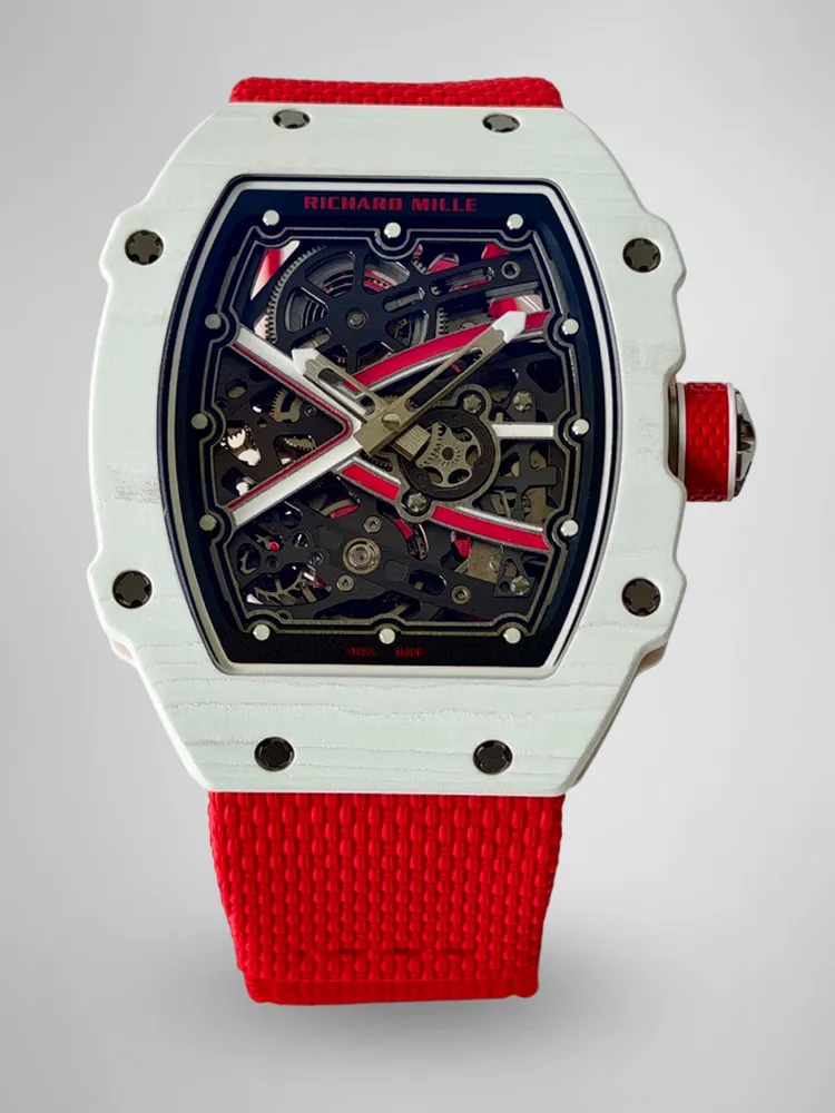 UMI RM 67-02 Charles Leclerc Skeleton Dial White Carbon Red Fabric Strap Replica Watch