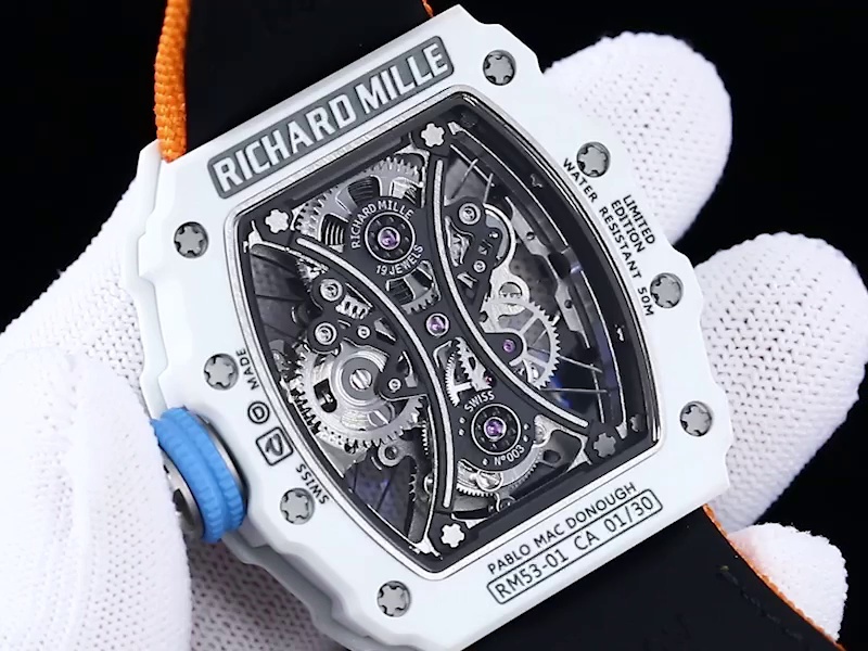 Best Swiss Replica Richard Mille RM 53-01 Tourbillon – Premium Carbon TPT Case, Sporty Orange Strap, Skeleton Design