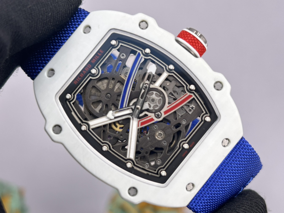 Ultra-Thin Swiss Richard Mille RM 67-02 Replica Alexis Pinturault – White Carbon TPT Case, Skeleton Dial, Blue Strap